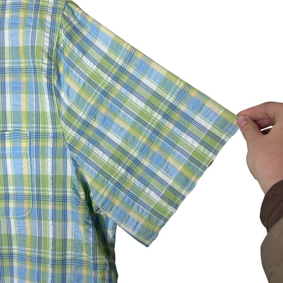 Alfred Dunner Seersucker Top Plaid Button Front Shirt Women 18 NWT Shoulder Pads - Picture 7 of 11